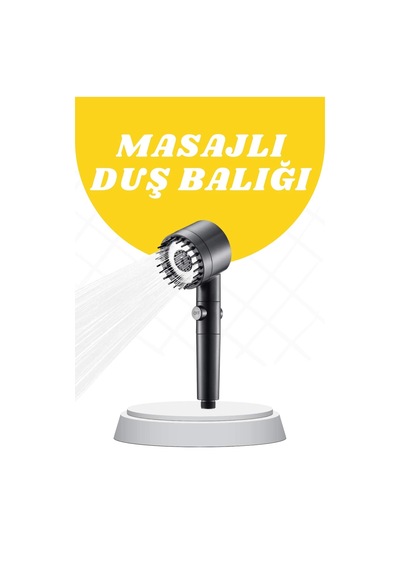 Mey İthalat Duş Başlığı Yüksek Basınçlı Masaj Taraklı 3 Kademeli Siyah