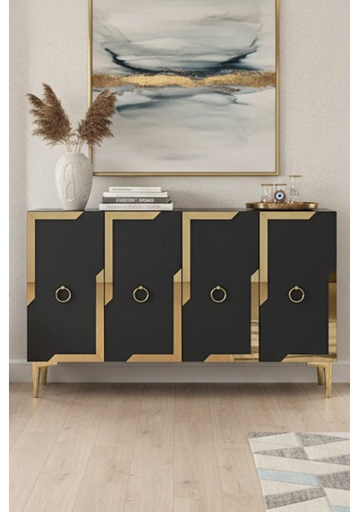 Ka1233ag Seza120 Konsol, Kahve Köşesi Ve Tv Sehpası, Çok Amaçlı Dolap Antrasit - Gold 120cm Ka1233ag Seza120 Konsol, Kahve Köşesi Ve Tv Sehpası, Çok Amaçlı Dolap Antrasit - Gold 120cm