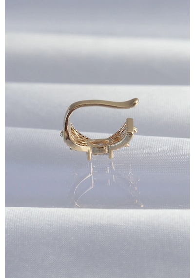 Mey Najmaddin Pirinç Gold Renk Zirkon Taş Kaplama Earcuff Küpe Najmaddin Çok Renkli