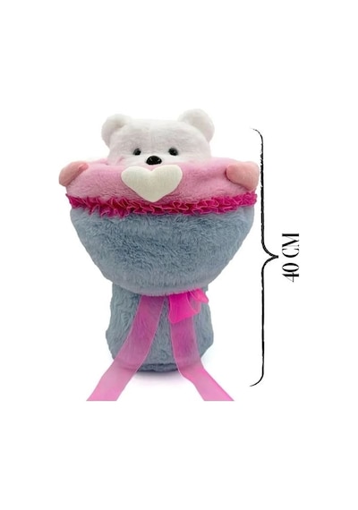 Sevgi Buketi Peluş Ayıcıklı Peluş Çiçek Buketi 40 Cm Mavi