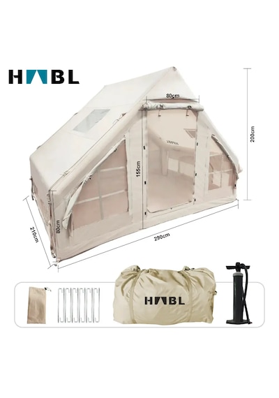 Habl 6 Kişilik 6.3m2 4 Mevsim Şişme Çadır 300x210x200cm Bej