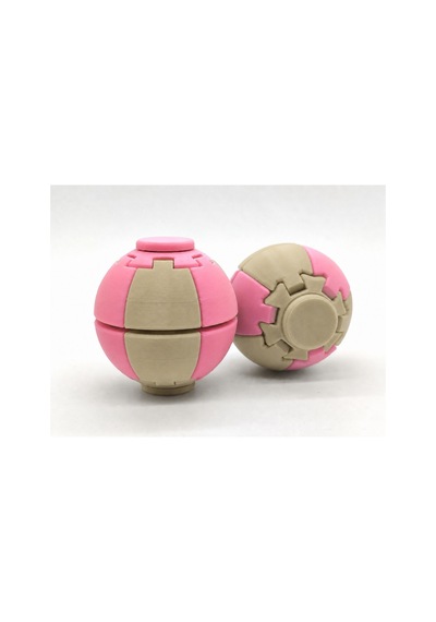 Alvera Press Küresi 3d Baskı Dönüşen Mekanik Fidget Stres Oyuncağı-bej-pembe