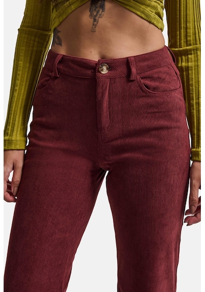 Kadın Bordo Flare Fit Velvet Kadife Kumaş Pantolon