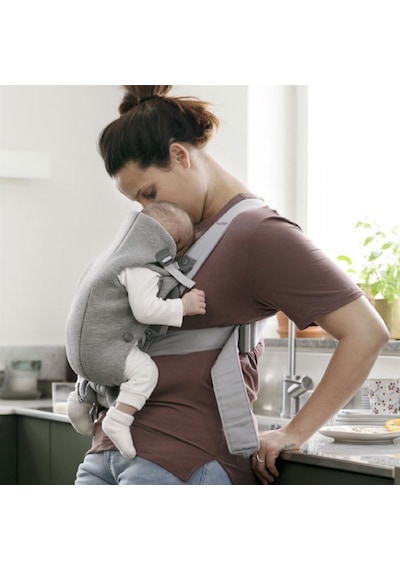 BabyBjörn 2'li Set Pastel Oyuncaklı Bliss Ana kucağı Petal Woven & Kanguru Mini 3D Jersey Light Grey