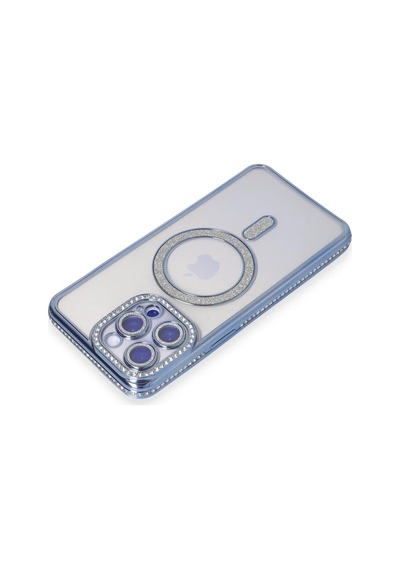 Apple İphone 15 Pro Kılıf Joke Simli Magneticsafe Kılıf - Mavi