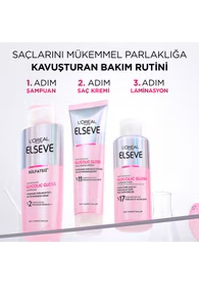 Elseve L'oreal Paris Elseve Glycolic Gloss Mükemmel Parlaklık İçin Bakım Yapan Şampuan 200 Ml