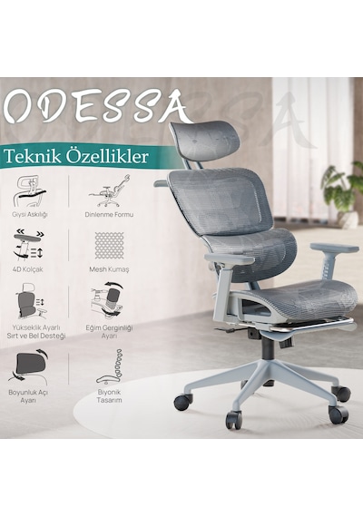 Karr Office Odessa Fonksiyonel Çalışma Koltuğu Gri