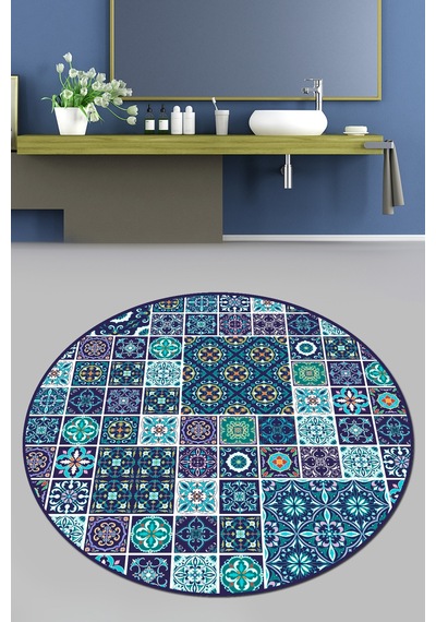 Carres Bleus Çap Banyo Halısı Djt 200x200 cm