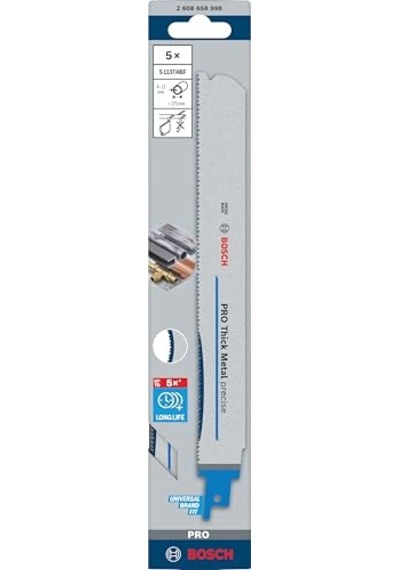 Pro Thick Metal S1137hbf Panter Testere Bıçağı Metal Ve Profiller Demir Içermeyen Metaller Uzunluk 225 Mm Professio