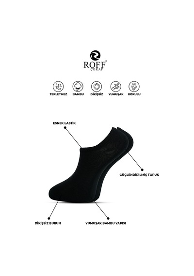 12 Çift Erkek Sneakers Spor Çorap Wolk Siyah