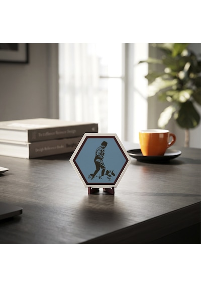 Atatürk Temalı Modern Dekoratif Masaüstü Süsü, Yaşam Alanlarına Estetik Bir Dokunuş 10x10 Cm, Gök Mavi
