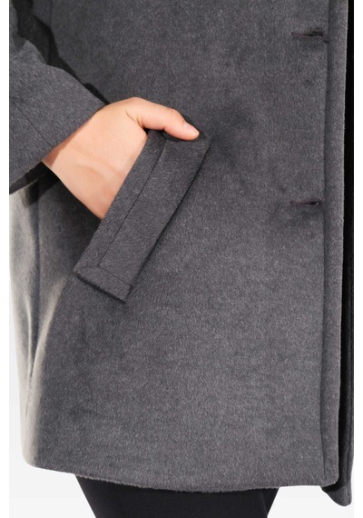 Tolga Saraçoğlu Oversize Midi Kaban - Minimalist Tasarım Antrasit
