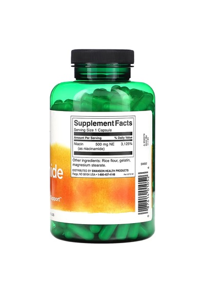 Swanson, Niacinamide, 500 Mg, 250 Capsules - Non Flush Cilt Dest