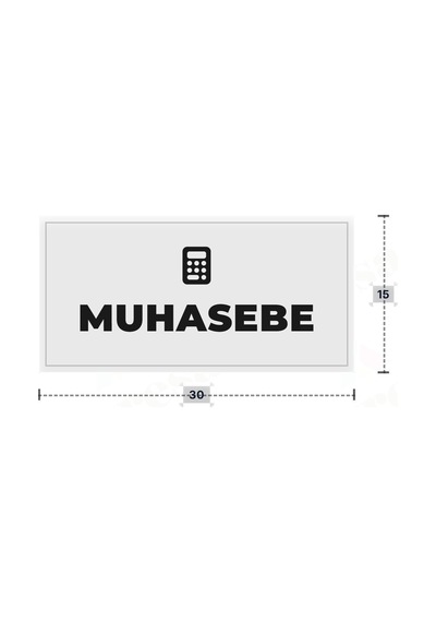 Muhasebe Yazılı - Metal - Beyaz Renk - Kapı İsimliği - 30x15 Cm