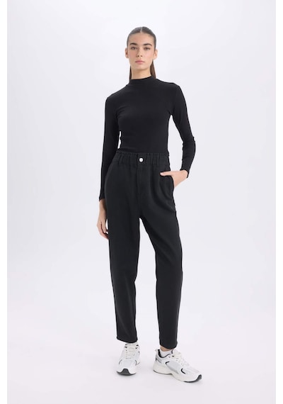 Defacto Paperbag Gabardin Kumaş Pantolon Cepli Standart Paça Gabardin Pantolon S2790az25spbk81 Siyah