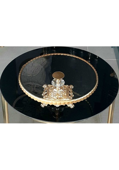 Dream Home Metal Kaideli Gold Yuvarlak Sunumluk Altın