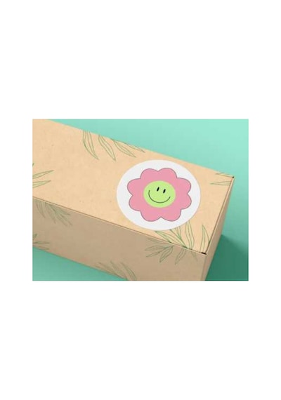 Karışık Mavi Pembe Sevimli Gülücükler Yuvarlak Mat Çıkartma Round Smile Sticker 4 Cm 40 Adet Çok Renkli