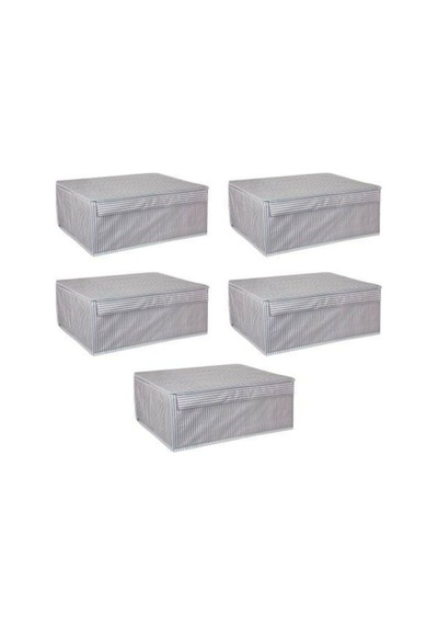 Alas Çok Amaçlı Baza Kutusu Gri Çizgili 50 x 40 x 19 CM  5'li