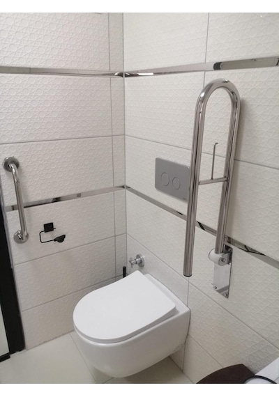 Engelli-yaşlı Tuvalet Kağıtlıklı Tutunma Barı+40 Cm Tutamak Krom