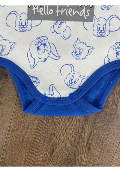 2d2b Hello Friends Alttan Çıtçıtlı Bereli Unisex 3lü Bebek Takım Mavi