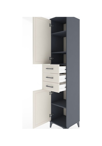 Hyperion Dolap 4 Raflı 3 Çekmeceli 2 Kapaklı 44x44x221 Antrasit-aytaşı Antrasit