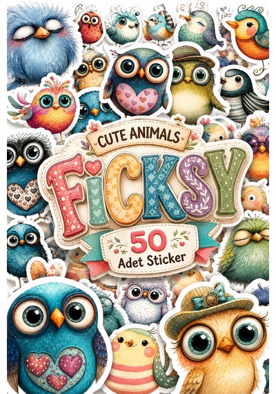 Sevimli Kuş Sticker Seti - 50 Adet Etiket Çıkartma Diğer