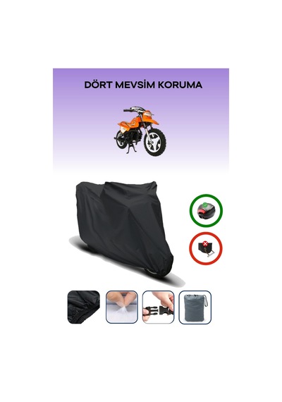 Siyah Arka Çanta Uyumlu Kanuni Mini 50 Uyumlu Motosiklet Brandası Motor Örtüsü