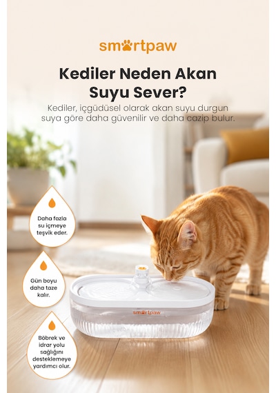 Smartpaw Aqua Lite Otomatik Kedi Su Pınarı Distribütör Garantili