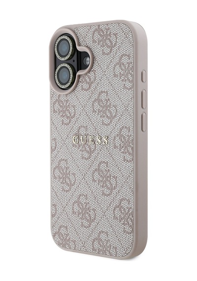 Apple Uyumlu iPhone 16 Plus Guess Lisanslı 3'lü Aksesuar Seti Kılıf-ekran Koruyucu-lens Koruyucu Pembe