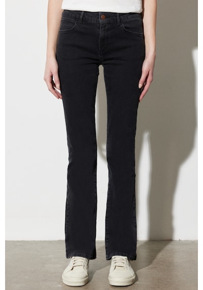 Wrangler Bootcut Fit Normal Bel Bol Paça Esnek Jean Kot Pantolon W28BCZ36C Siyah