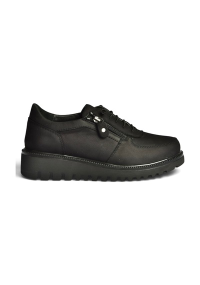 Fox Shoes U555040401 Siyah Hakiki Deri Nubuk Kadın Ayakkabı