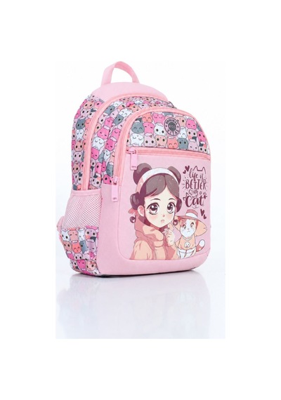 Vital Serisi Kız Çocuk Pembe Kız Desenli Beslenme Ve Okul Çantası Seti