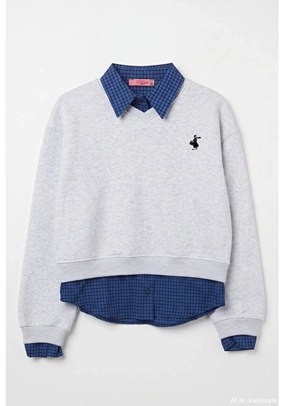 Quzu 27kswt02432 Gömlekli Sweatshirt Gri