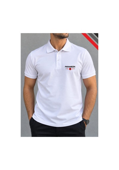 112 Paramedik Polo Yaka %100 Pamuklu Tişört Beyaz