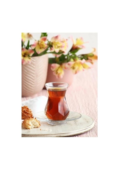Alya 12 Parça Çay Seti, Cam, 220 Ml, Beyaz, 6 Kişilik Çok Renkli