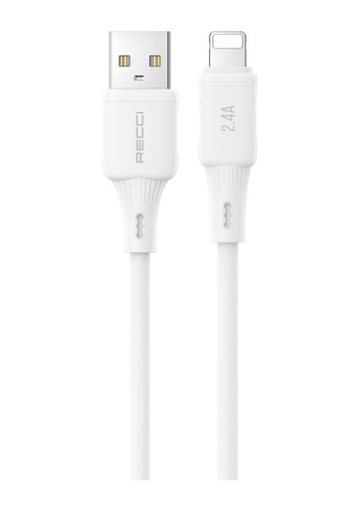 Recci Rs52l Usb-a To Lightning 2.4a Hızlı Şarj Özellikli Data Ve Şarj Kablosu 1m Beyaz
