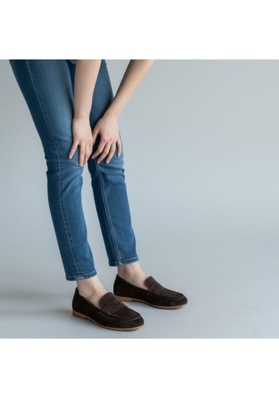 Ne&ve Shoes Kahve Süet Hakiki Deri Kadın Loafer Ayakkabı Kahverengi