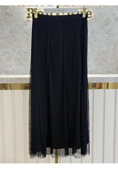Sentez Sz-5496-s Siyah Renk Dantelli Etek Çok Renkli
