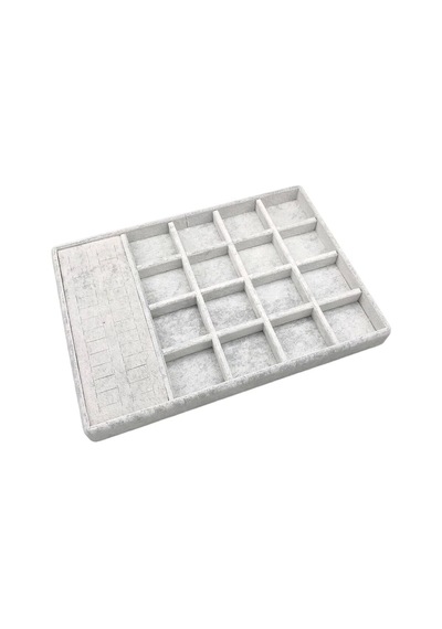 Yerli Üretim Amsterdam Model Süet Kumaş Gri Renk 34/24 Cm Çekmece Ici Takı Standı Çok Renkli