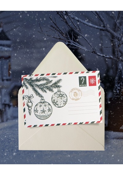 Yılbaşı Kartpostal Ve Zarf Seti, 9 Adet, Yeniyıl Tebrik Ve Hediye