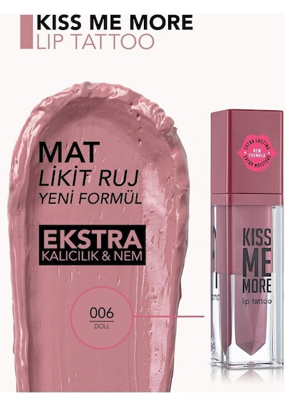 Flormar Uzun Süre Kalıcı Mat Ruj - Kiss Me More-006 Doll-8682536040679
