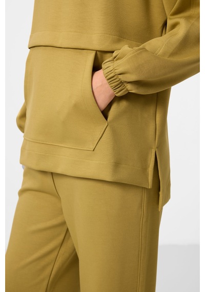 Koyu Hardal Yumuşak Dokulu Kapüşonlu Oversize Kadın Eşofman Tunik Takım - 95348 Koyu Hardal/koyu Hardal