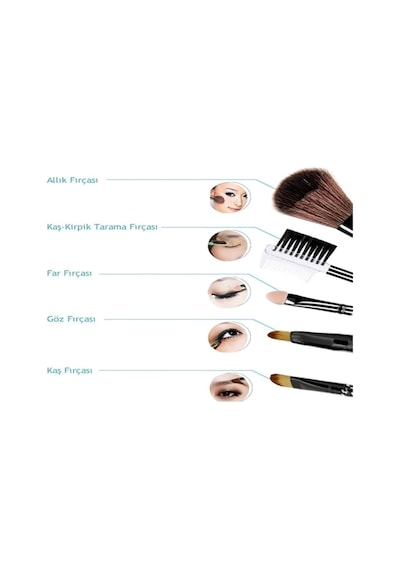 Touch Of Beauty Makyaj Fırça Seti 5li Make-up Brush Seti Çanta Boy & Leopar Desenli Çanta