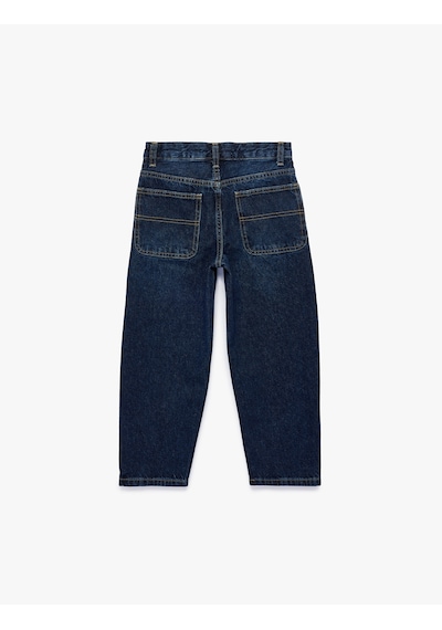 Koton Pamuklu Cepli Baggy Fit Denim Pantolon Dark Indıgo 6skb40047td Koyu İndigo