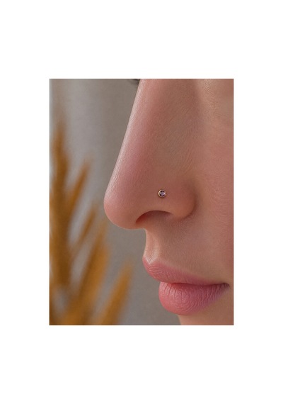 14 Ayar Altın Lila Taşlı Hızma Burun Piercing