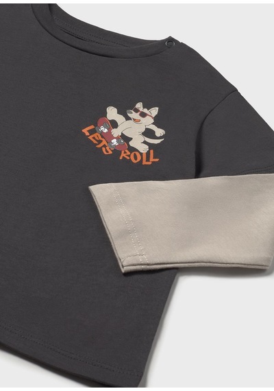 Mayoral Erkek Bebek Duble Kol Sweatshirt Gri