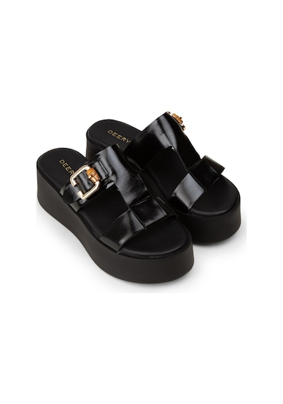 Deery Kadın Hakiki Rugan Siyah Platform Terlik - 24302zsyhc01
