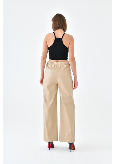 Ftz Women Kadın Deri Pantolon Beige 30634-beige Bej