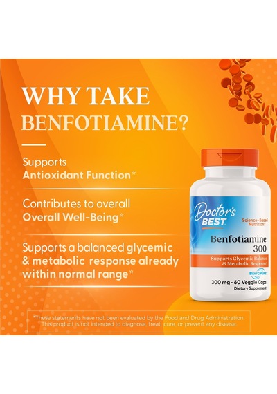 Doctor's Best Benfotiamine 300 With Benfopure, Helps Maintain Hea