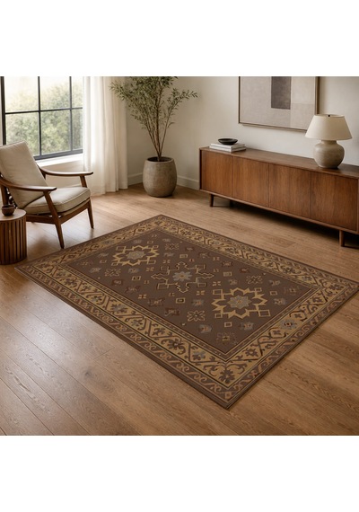 Kartela Halı Rustik Halı Jüt Taban Dokuma Halı Kahverengi - 100 X 150 Cm